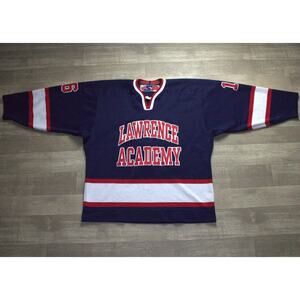 Vintage Lawrence Academy Authentic Hockey Jersey Game Worn SP Pro 52 Fight Strap